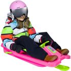 Enero, Adaś, sanki plastikowe z kierownicą i hamulcami, czarno-różowe, 84-43-25 cm