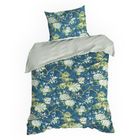 Eurofirany, komplet pościeli satynowej, Spring, 160-200 cm, niebieski