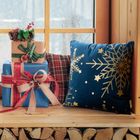 Eurofirany, poszewka świąteczna, 45-45 cm, granatowy