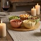 Excellent Houseware, 5 miseczek na przekąski kwiatki na bambusowej tacy