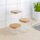 Excellent Houseware, Klar, zestaw szklanych słoików kuchennych z bambusową pokrywką, 3 szt.