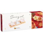 Excellent Houseware, miseczki na przekąski, na tacy, porcelanowe, 4 elementy