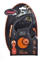 Flexi, New Neon, smycz automatyczna, rozmiar S, taśma 5 m, pomarańczowa