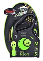 Flexi, New Neon, smycz automatyczna, taśma, rozmiar M, 5 m, zielona