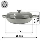 Hage, emaliowany garnek, płaski, żeliwny, szary, 30 cm, 3l