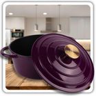 Hage, emaliowany garnek, żeliwny, eggplant, 22 cm, 3l