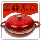 Hage, garnek żeliwny, emaliowany, płaski, czerwony, 30 cm, 3l