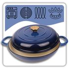 Hage, garnek żeliwny, emaliowany, płaski, niebieski, 30 cm, 3l