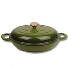 Hage, garnek żeliwny, emaliowany, płaski, oliwkowy, 30 cm, 3l