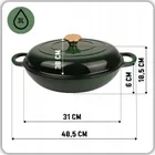 Hage, garnek żeliwny, emaliowany, płaski, zielony, 30 cm, 3l