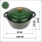 Hage, garnek żeliwny, emaliowany, zielony, 22 cm, 3l