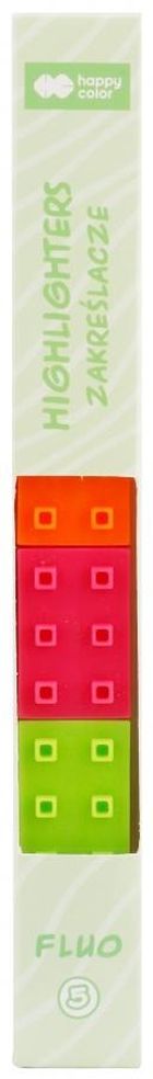 Happy Color, Blocks, zakreślacze, Fluo, 5 kolorów
