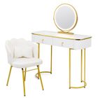 Hedo, Verdrid, toaletka kosmetyczna z lustrem LED, z krzesłem, biała, 100 cm