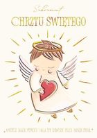 Henry, karnet A5 z kopertą, chrzest, złocony, anioł z serduszkiem