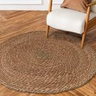 Home Styling Collection, dywan okrągły, pleciony z trawy morskiej, boho, 80 cm