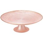 Home Styling Collection, patera na tort, na nóżce, szklana, różowa, 28 cm
