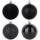 Home Styling Decoration, bombki choinkowe, nietłukące, czarne, 8 cm, 16 szt.