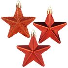 Home Styling Decoration, bombki choinkowe, nietłukące, gwiazdki, czerwone, 6,5 cm, 8 szt.