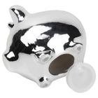 Home Styling Decoration, skarbonka, ceramiczna, srebrna, 9,5-7-8,5 cm