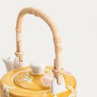 Homla, Cerri, zestaw do herbaty, musztardowy w kwiaty, 3 elementy