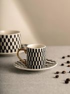 Homla, Lunya, filiżanka, ze spodkiem, czarno-białe wzorki, 0,1l