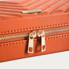 Homla, Rinas, szkatułka na biżuterię, w przeszycia w jodełkę, brązowa, duża, 20,5-10,5-6 cm