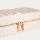 Homla, Rinas, szkatułka na biżuterię, w przeszycia w pasy, beżowa, duża, 20,5-10,5-6 cm