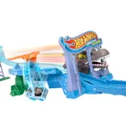 Hot Wheels, RacerVerse Jurassic World, Morski dinopościg, zestaw do zabawy z autkiem