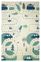 Humbi, dwustronna składana mata edukacyjna z pianki XPE, misie liski i auta, 120-180 cm