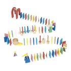 Janod, domino drewniane, tor przeszkód, gra zręcznościowa, 100 elementów