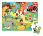 Janod, Dzień na farmie, puzzle w walizce, 24 elementy