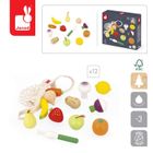 Janod, Shiny Grandma, zestaw drewnianych warzyw i owoców, 12 elementów