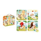 Janod, Zwierzątka na farmie, puzzle progresywne w walizce, 4 układanki
