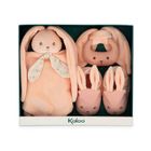 Kaloo, Lapinoo, Królik, zestaw prezentowy 3w1: komforter + gryzak + buciki, brzoskwiniowy