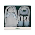 Kaloo, Lapinoo, Królik, zestaw prezentowy 3w1: komforter + gryzak + buciki, niebieski