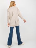 Kardigan damski z wełną, oversize, beżowy, Rue Paris