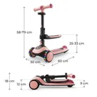 Kinderkraft, Halley 2, hulajnoga 3-kołowa, balansowa 2w1, LED, Rose Pink