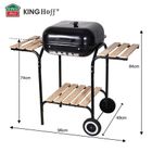 Kinghoff, grill węglowy na kółkach z półkami, kh-2034