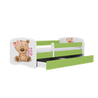 Kocot Kids, Babydreams, łóżko z materacem, zielone, miś kwiatki, 80-160 cm
