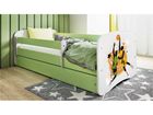 Kocot Kids, Babydreams, łóżko z szufladą i materacem, zielone, koszykówka, 80-180 cm