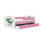 Kocot Kids, Babydreams, łóżko z szufladą, różowe, mały dino, 70-140 cm