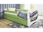 Kocot Kids, Babydreams, łóżko z szufladą, zielone, auto sportowe, 70-140 cm