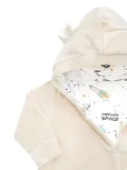 Kombinezon przejściowy chłopięcy z kapturem, ocieplany, welurowy, beżowy, Nicol