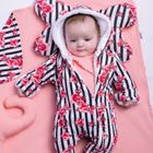 Kombinezon przejściowy dziewczęcy z kapturem, ocieplany, mix, kwiatki, Nicol