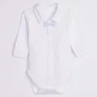 Komplet chłopięcy, Body z długim rękawem, Spodnie, Bluza rozpinana, Czapka, niebiesko-białe, Nicol