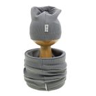 Komplet chłopięcy, Czapka, Komin, szary, Nicol