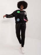 Komplet damski, welurowy, czarny, Italy Moda