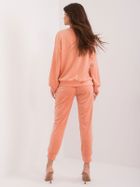 Komplet damski, welurowy, pomarańczowy, Italy Moda