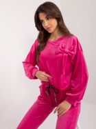 Komplet damski, welurowy, różowy, Italy Moda