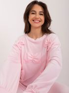 Komplet damski, welurowy, różowy, Italy Moda